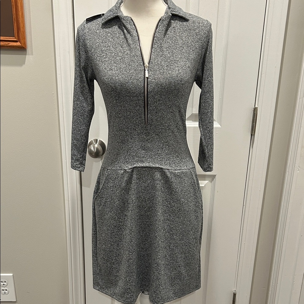 Elegant Heather Gray Long Sleeve Dress